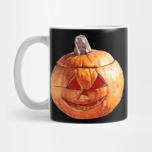 Watercolor Smiling Carved Pumpkin Mug